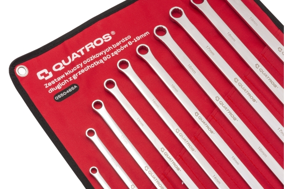 Zestaw kluczy oczkowych bardzo długich z grzechotką 90 zębów 8-19mm