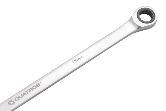 Extra Long Double Ring Ratchet Spanner 90-teeth 15mm L=374mm