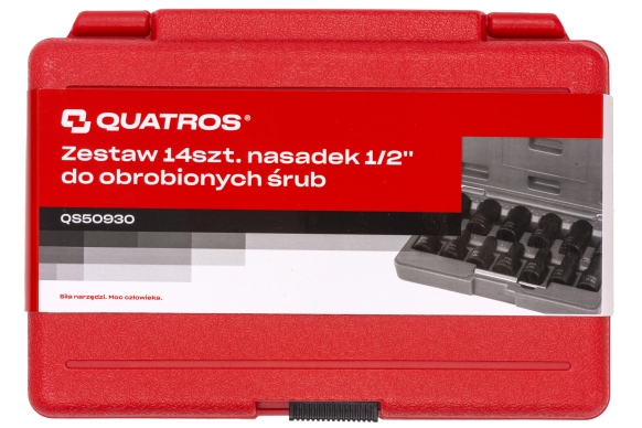 Zestaw 14szt. nasadek 1/2'' do obrobionych śrub