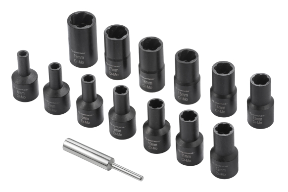 Zestaw 14szt. nasadek 1/2'' do obrobionych śrub
