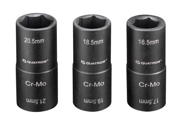 Zestaw 3szt. nasadek dwustronnych 1/2'' do kół 16.5 x 17.5mm, 18.5 x 19.5mm, 20.5 x 21.5mm