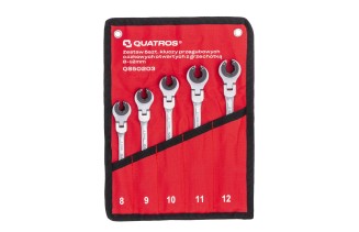 Zestaw 5szt. kluczy przegubowych oczkowych otwartych z grzechotką 8-12mm